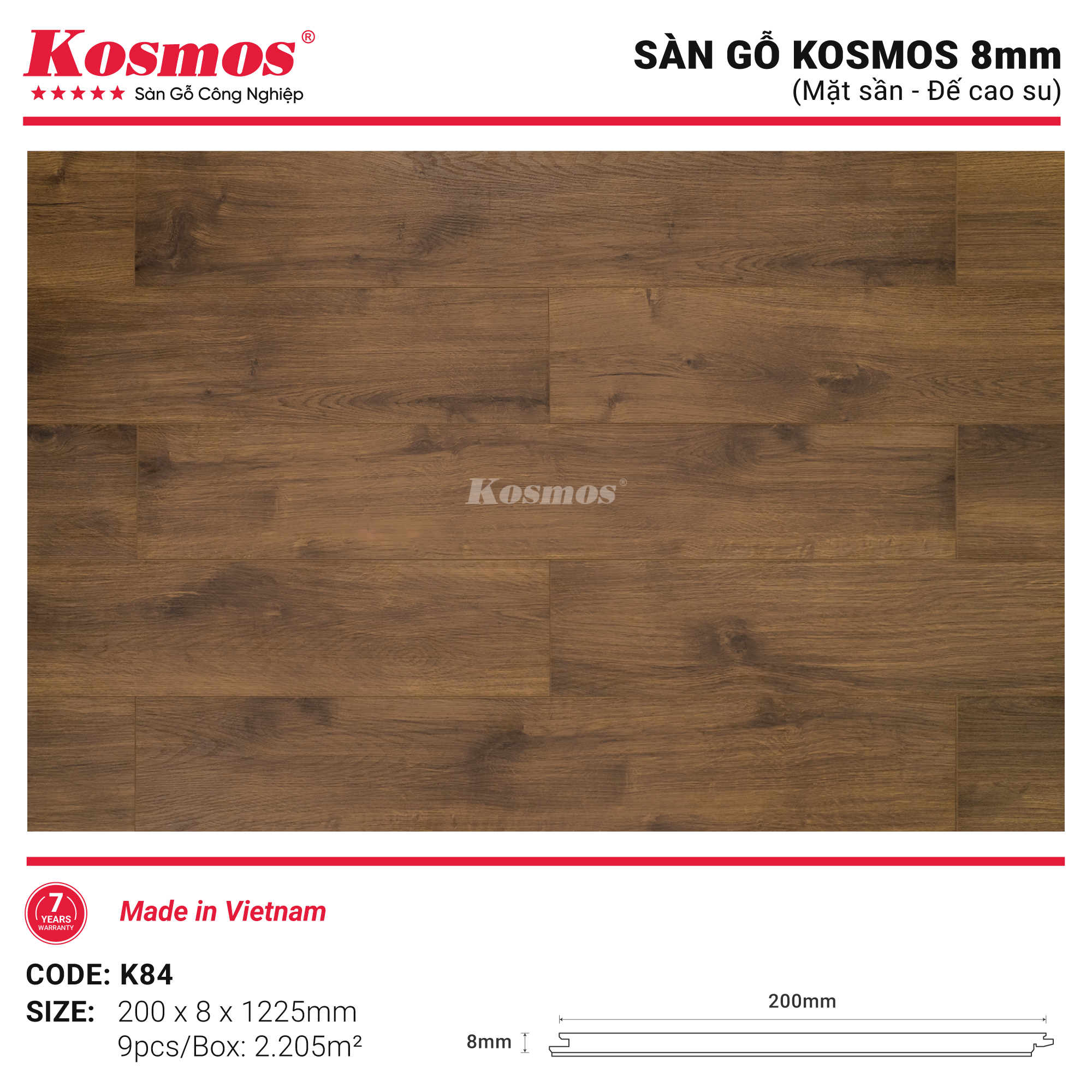 Sàn gỗ K84 nâu vàng