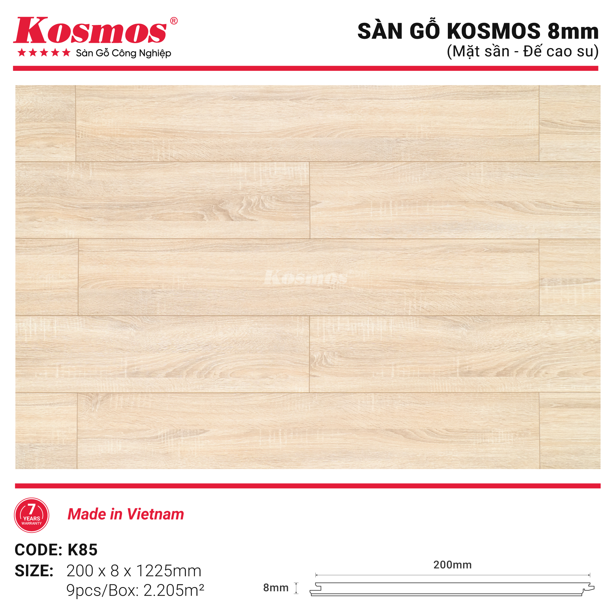 Sàn gỗ K85 vàng kem